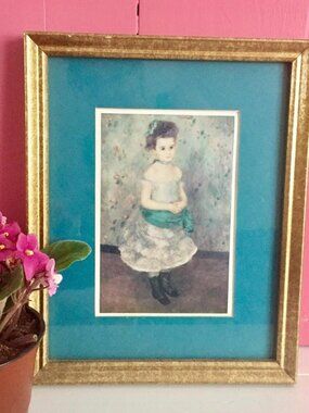 Vintage Framed Reproduction Print Renoir's "Jeanne Durand Ruel" Little Girl